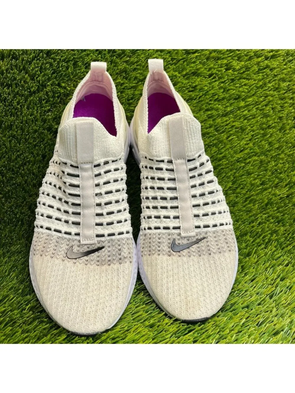 Nike React Phantom Run Flyknit 2 Women Size 7 Cream White Running Shoes Sneakers